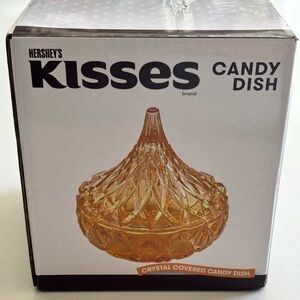NWT Hersheys Kisses Crystal Covered Candy Dish Gold Godinger 5" Iridescent Glass